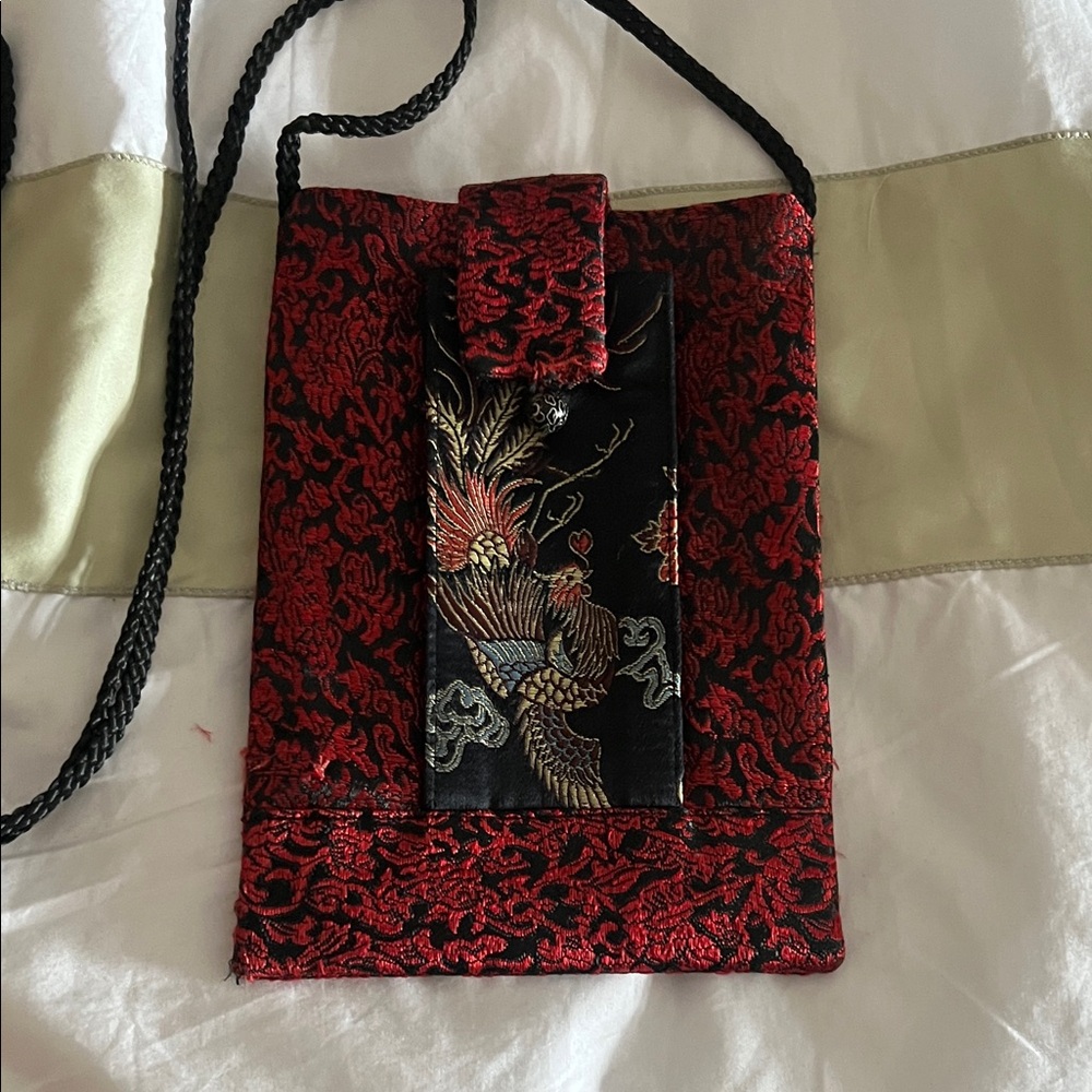 Elegant Red and Black Embroidered Women's Bag